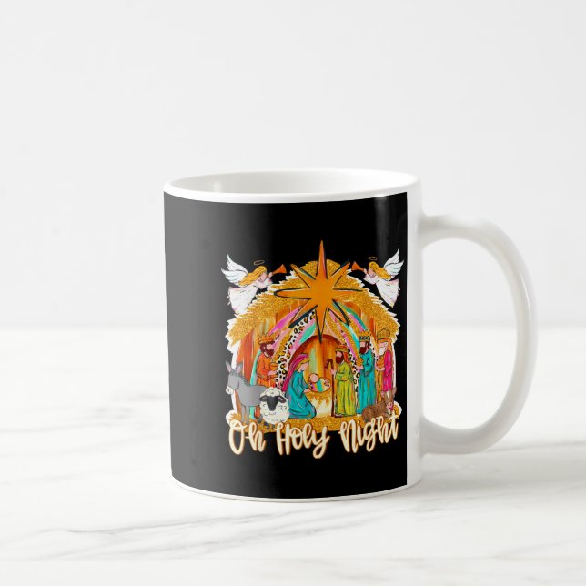 Caneca De Café Oh Holy Night Christian Nativity Scene Christmas R (Direita)
