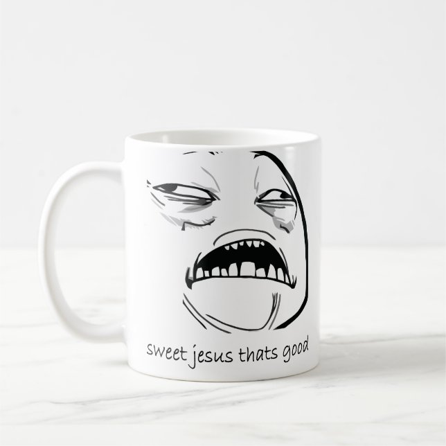 Caneca De Café Oh Jesus doce que é boa cara Meme da raiva (Esquerda)