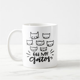Caneca De Café Oh Meu Gatos, mão desenhada