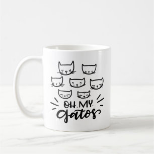 Caneca De Café Oh Meu Gatos, mão desenhada