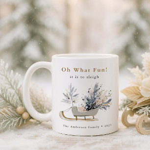 Caneca De Café Oh, Que Divertido Natal Floral de Winter Sleigh