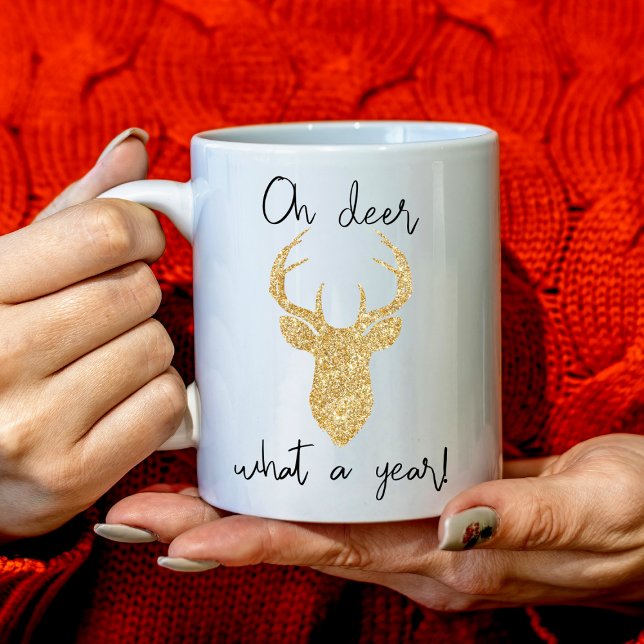 Caneca De Café Oh Veado, Que Ano! Natal Divertido (Criador carregado)