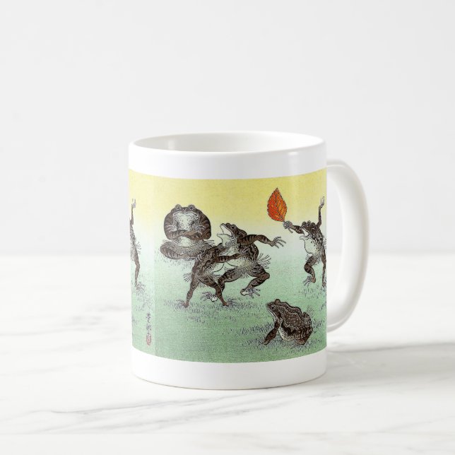 Caneca De Café Ohara Koson , “ Frog Sumo ”  小原古邨 (Frente Esquerda)