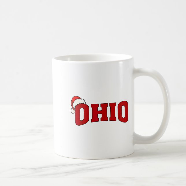 Caneca De Café Ohio Christmas Santa Hat Retro Throwback Souvenir  (Direita)
