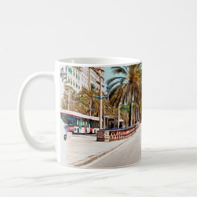 Caneca De Café Oil paint. Imitation. Illustration. Broad street a (Esquerda)