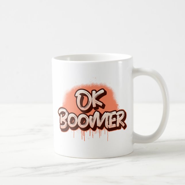 Caneca De Café Ok Boomer em Grafite Vermelho (Direita)