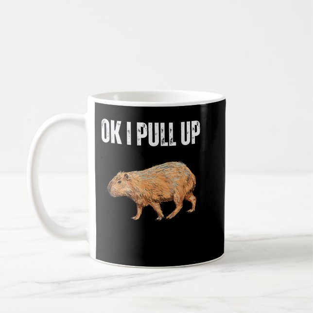 Caneca De Café Ok, Eu Puxo Capybara Camisa Engraçada Capybara Mem (Esquerda)