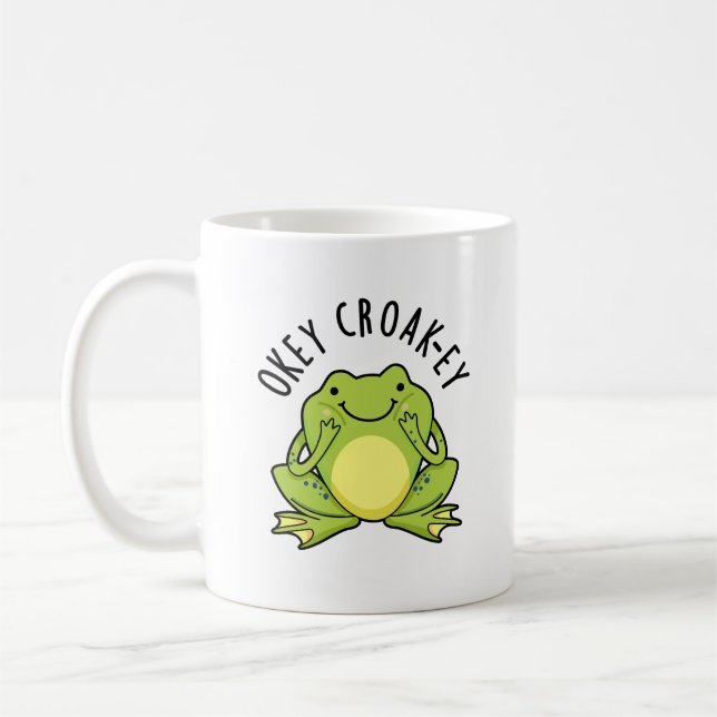 Caneca De Café Okey Croak-ey Engraçado Sapo Pun (Esquerda)