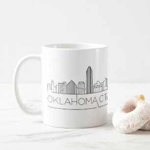 Caneca De Café Oklahoma City  Linha Skyline Estilizada da Cidade