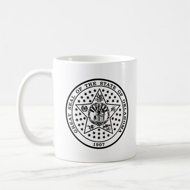 Caneca De Café Oklahoma State Seal (preto e branco) (Esquerda)