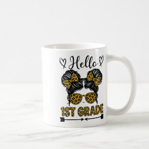 Caneca De Café Olá 1ª Série Bow Bonito Leopard Back To School