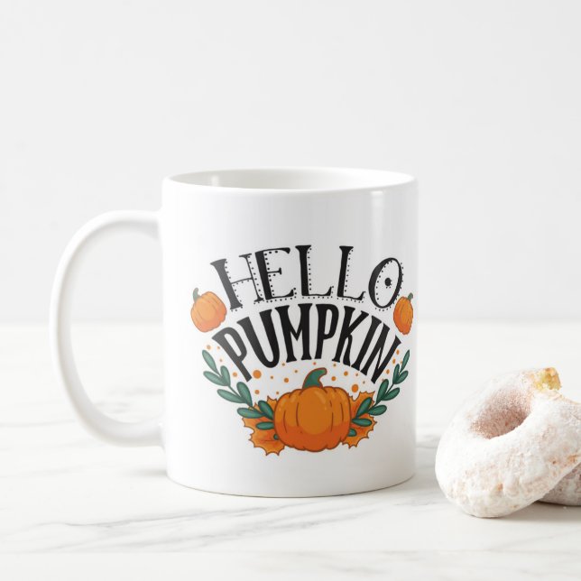 Caneca De Café Olá Abóbora Outono Outono                        (Com Donut)