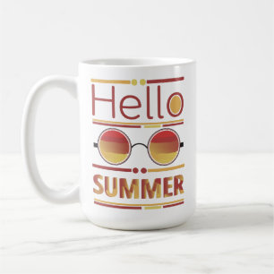 Caneca De Café Olá Camiseta Óculos de Sol Pôr do Sol Retro de Ver