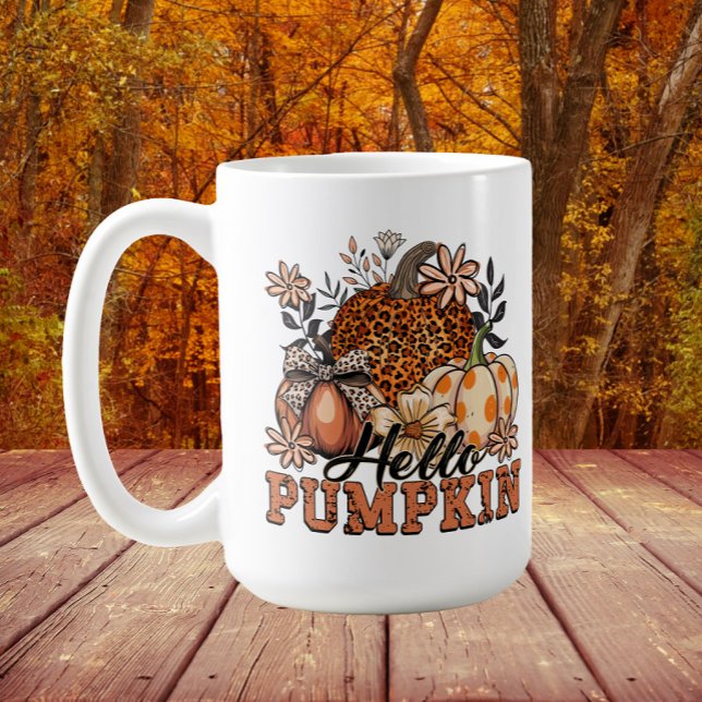 Caneca De Café Olá Chic Pumpkin Outono  ("Hello Pumpkin" Fall/Autumn/Thanksgiving mug)