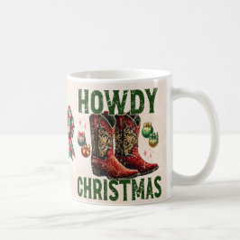 Caneca De Café Olá, Cowboy Boot Western Xmas, Vermelho Verde