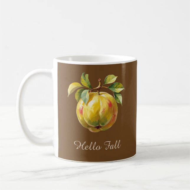 Caneca De Café Olá, Fall Custom Text Autumn Fruta - Mug (Esquerda)