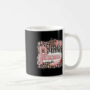 Caneca De Café Olá Fofo Pré-escola Pré-k Leopardo Rosa Volta às A