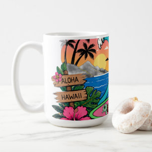 Caneca De Café Olá Gato Ensolarado Ondas
