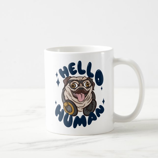 Caneca De Café Olá humano Cachorro fofo (Direita)
