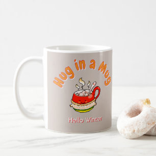 Caneca De Café Olá Ilustração Kawaii de Abraço de Inverno em uma