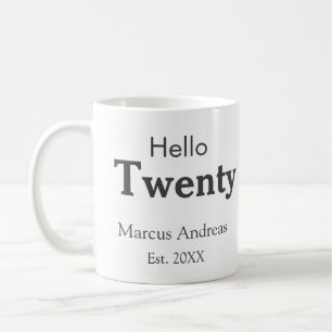 Caneca De Café Olá, junte nome de vinte anos. Adicionar minim de