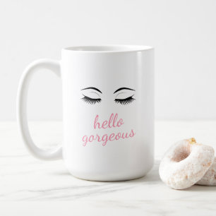 Caneca De Café Olá, linda com Bonito Eyelashes Glamorous