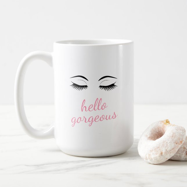 Caneca De Café Olá, linda com Bonito Eyelashes Glamorous (Com Donut)