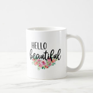 Caneca De Café Olá Linda Rosa de Aquarela Tipografia Moderna