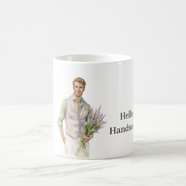 Caneca De Café Olá Lindíssimo Homem Flores de Lavanda (Centro)