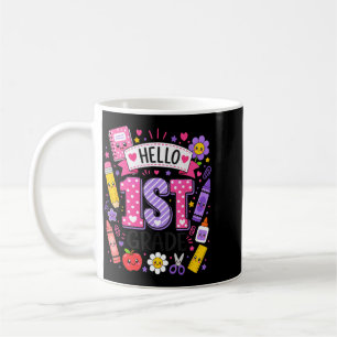 Caneca De Café Olá Meninas da 1ª Série de Volta às Aulas Fofo Pri