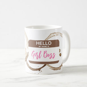 Caneca De Café Olá Meu nome é GIRL BOSS Nametag Coffee Rings