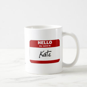 Caneca De Café Olá! meu nome é Kate (vermelho)