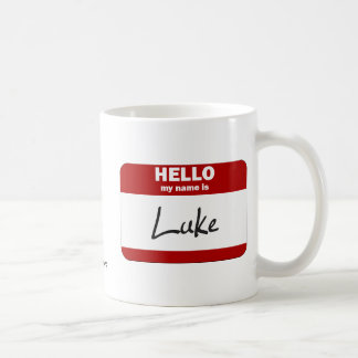 Caneca De Café Olá! meu nome é Luke (vermelho)