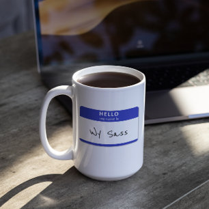 Caneca De Café Olá Meu nome é Rude ou Funny Blue Personalizável