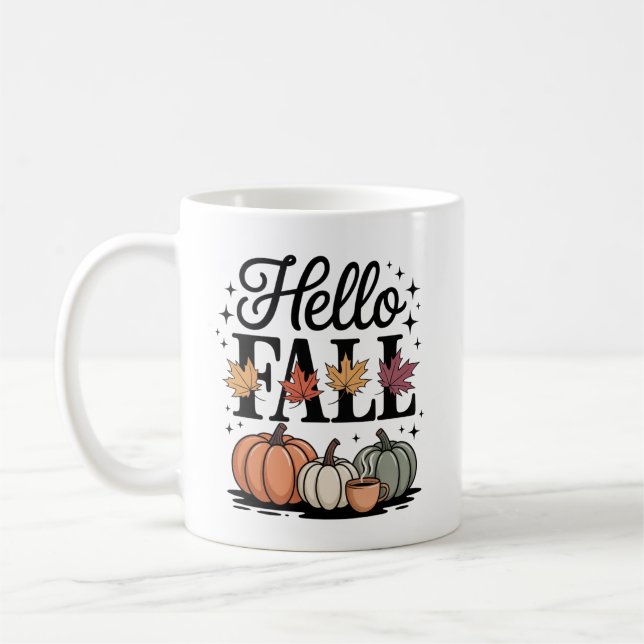 Caneca De Café Olá Outono Abóbora Outono (Esquerda)