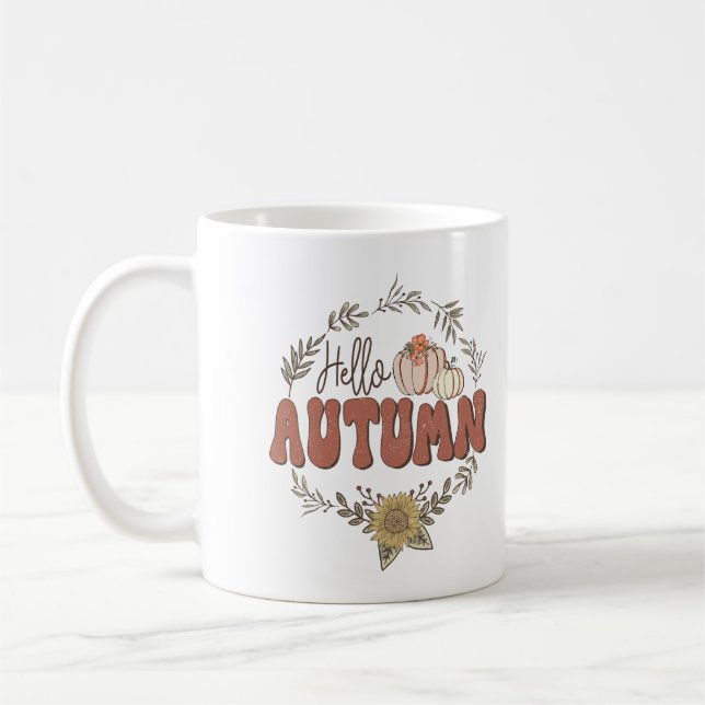 Caneca De Café Olá Outono Personalizado (Esquerda)