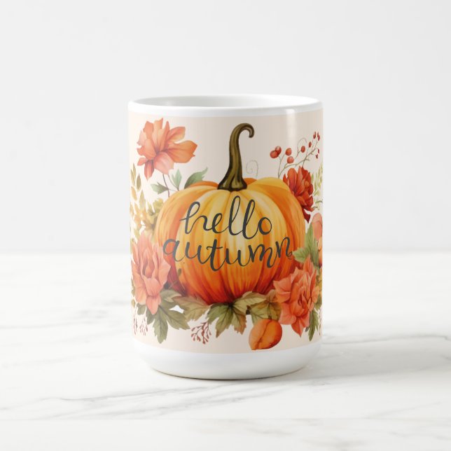 Caneca De Café Olá outono Pumpkin floral outono (Centro)