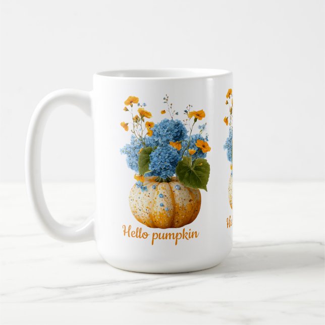 Caneca De Café Olá Pumpkin Floral Halloween (Esquerda)