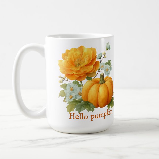 Caneca De Café Olá Pumpkin Floral Halloween Design (Esquerda)