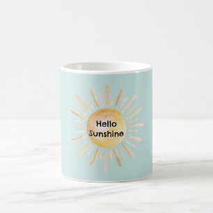 Caneca De Café Olá Sol Brilho Azul