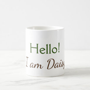 Caneca De Café Olá, sou Daisy, adicione texto de nome simples e m