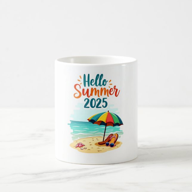 Caneca De Café Olá Summer 2025 🌊 Colorful Beach Mug (Centro)