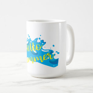 Caneca De Café Olá Summer, Waves Graphic, Legal Branco