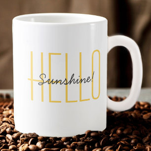 Caneca De Café Olá Sunshine Fofo Citação Moderna Amarela Tendênci