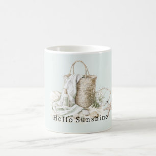 Caneca De Café Olá Sunshine Mint Bolsas de Conchas de Praia Estre