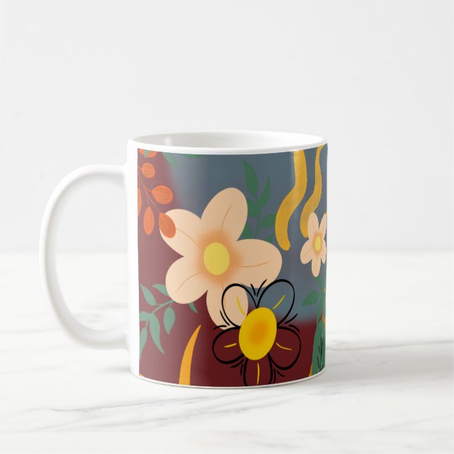 Caneca De Café Olá, Tempo de Felicidade Primavera, Tropical Flora (Esquerda)