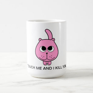 Caneca De Café olá, texto cor-de-rosa, gatinho de gato, desenho a