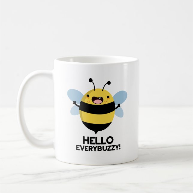 Caneca De Café Olá, Todos Engraçados Bee Pun (Esquerda)