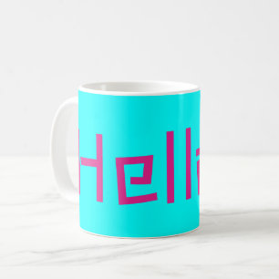 Caneca De Café Olá turquesa rosa
