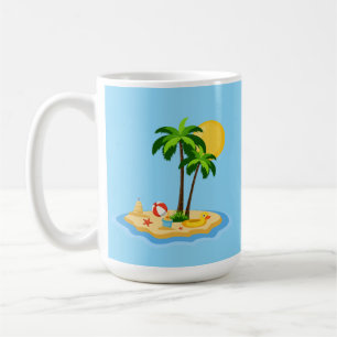 Caneca De Café Olá Verão Sol Retro Círculo Vintage Praia